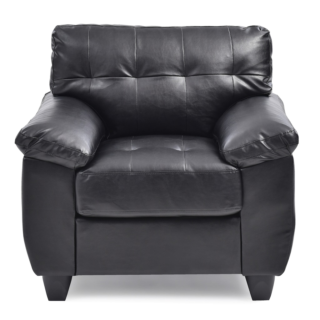Solid Tufted Upholstered Accent Chair - 36" - Black