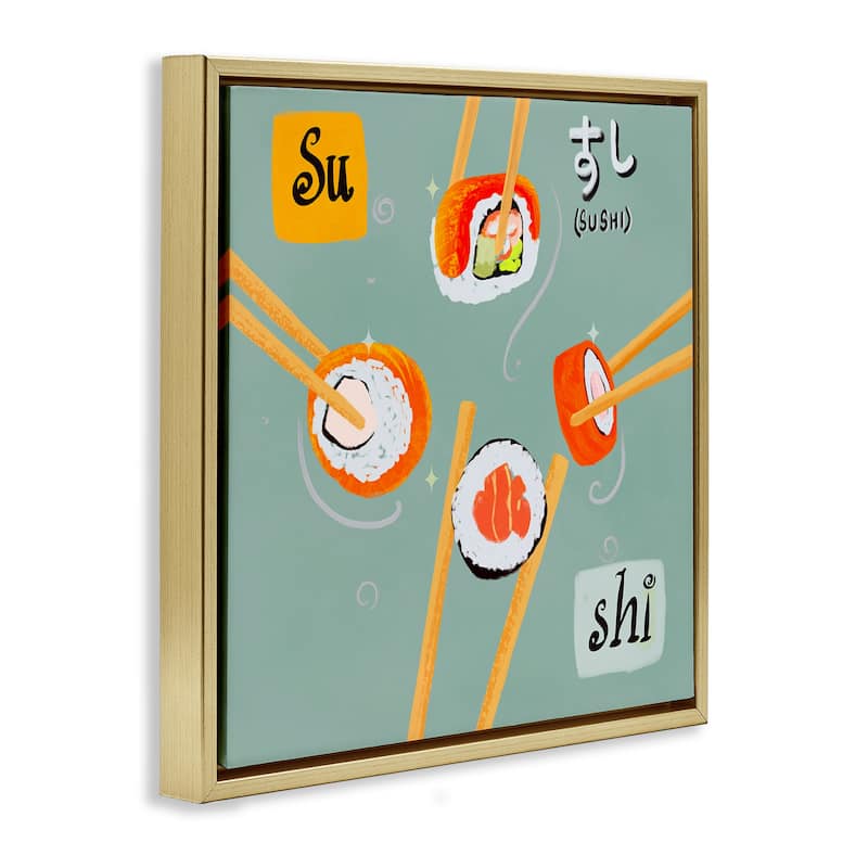 Stupell Tasty Sushi Party Gathering Framed Floater Canvas Wall Art Design By Juliet Rose Philips
