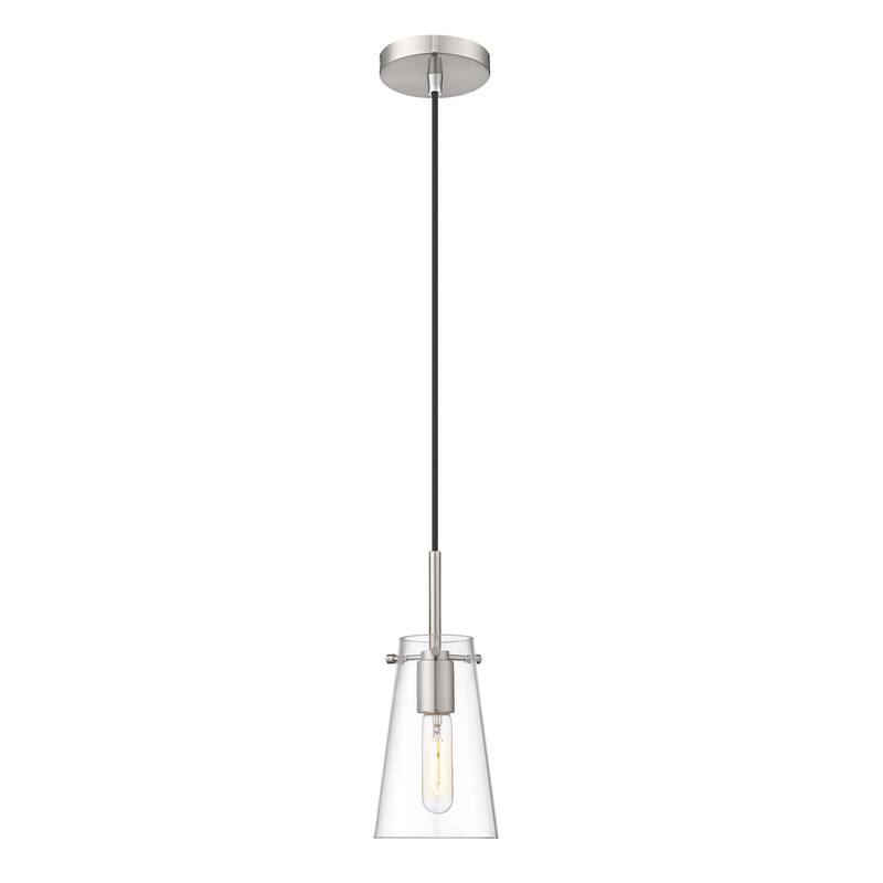 Kira by Z-Lite 1 Light Pendant in Brushed Nickel with Clear Glass Shade