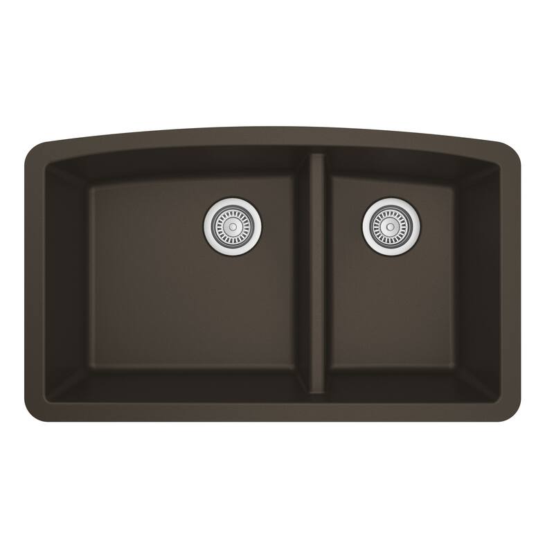 Karran Undermount Quartz 32 in. 60/40 Double Bowl Kitchen Sink Kit