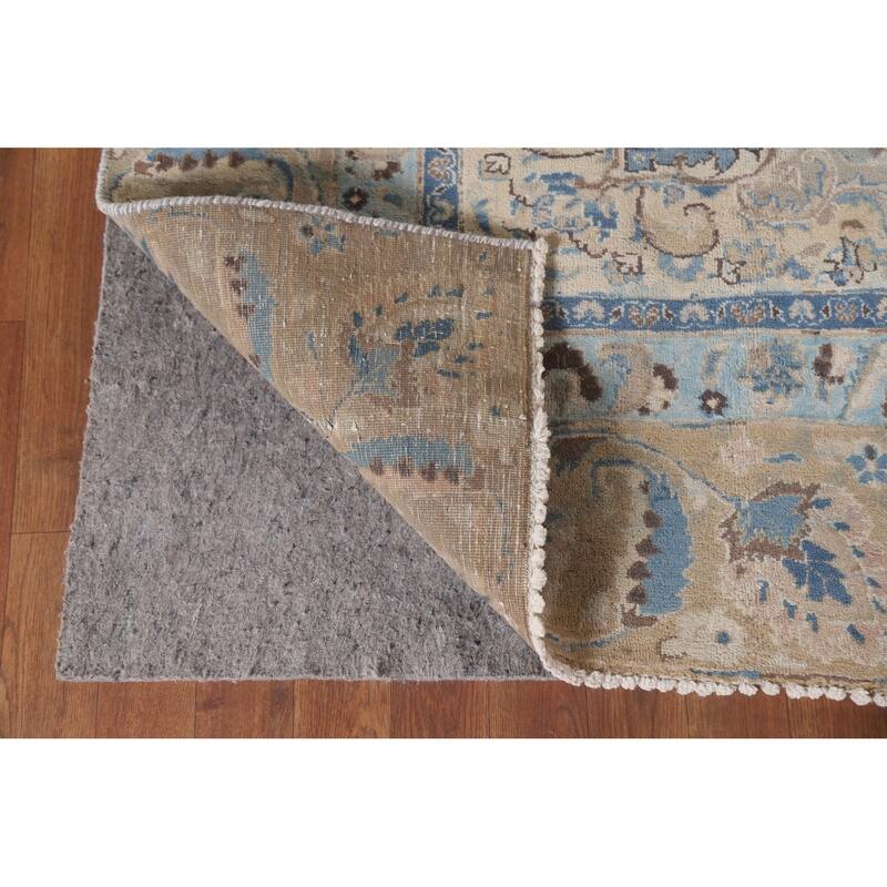 Hand Knotted Oriental 100% Wool Carpet Traditional Floral Pink Mashad Area Rug - 11' 6'' X 8' 9''