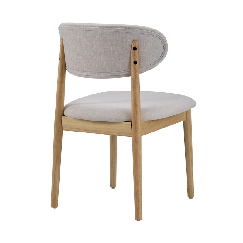 Christopher Knight Home - Draven Upholstered Side Chairs with Walnut wood frame and Curved Back（Set of 2）