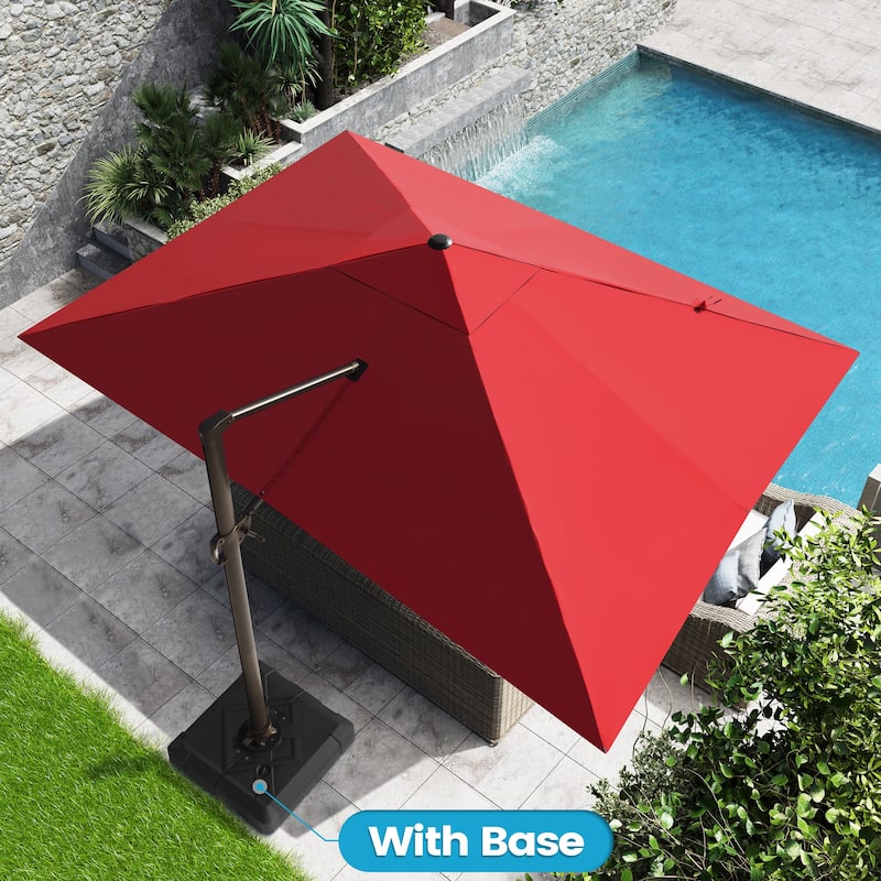 10 x 13 FT Outdoor Shade Canopy Patio Cantilever Offset Umbrella with Base