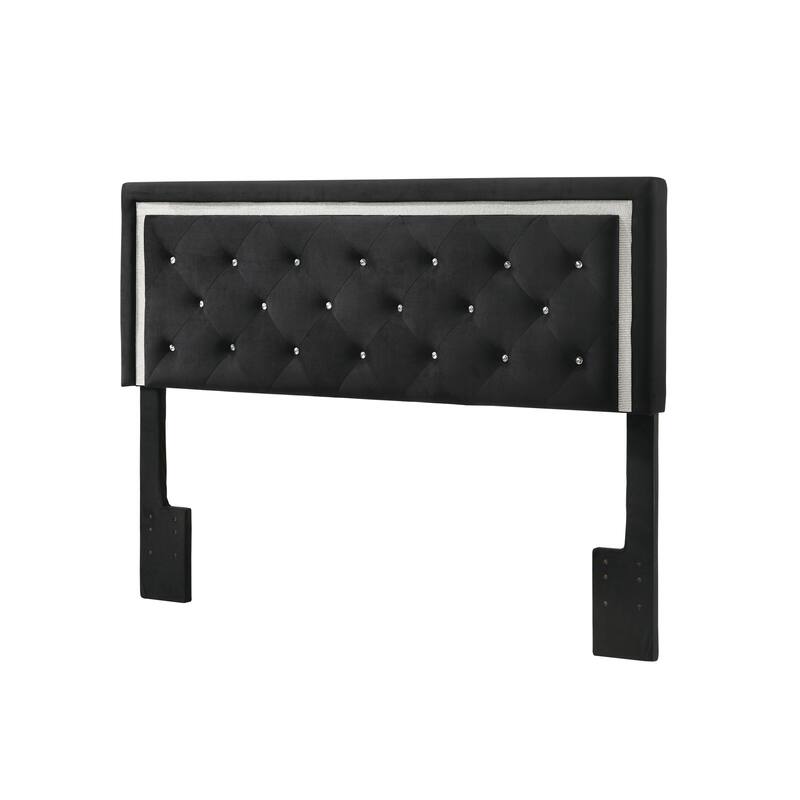 Best Quality Furniture Velvet Faux Crystal Tufted Beds with Faux Crystal Studded Border