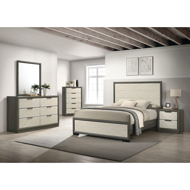 Visalia White/Grey Solid Wood Tall 5-Drawer Modern Bedroom Chest