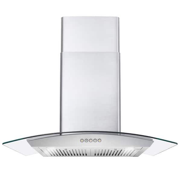 slide 2 of 12, Cosmo 30 in. Ducted Wall Mount Range Hood in Stainless Steel with Push Button Controls, LED Lighting and Permanent Filters