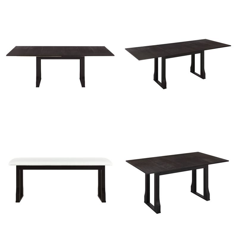 6 Piece Extendable Dining Table Set w/ 4 Upholstered Dining Chairs and Bench