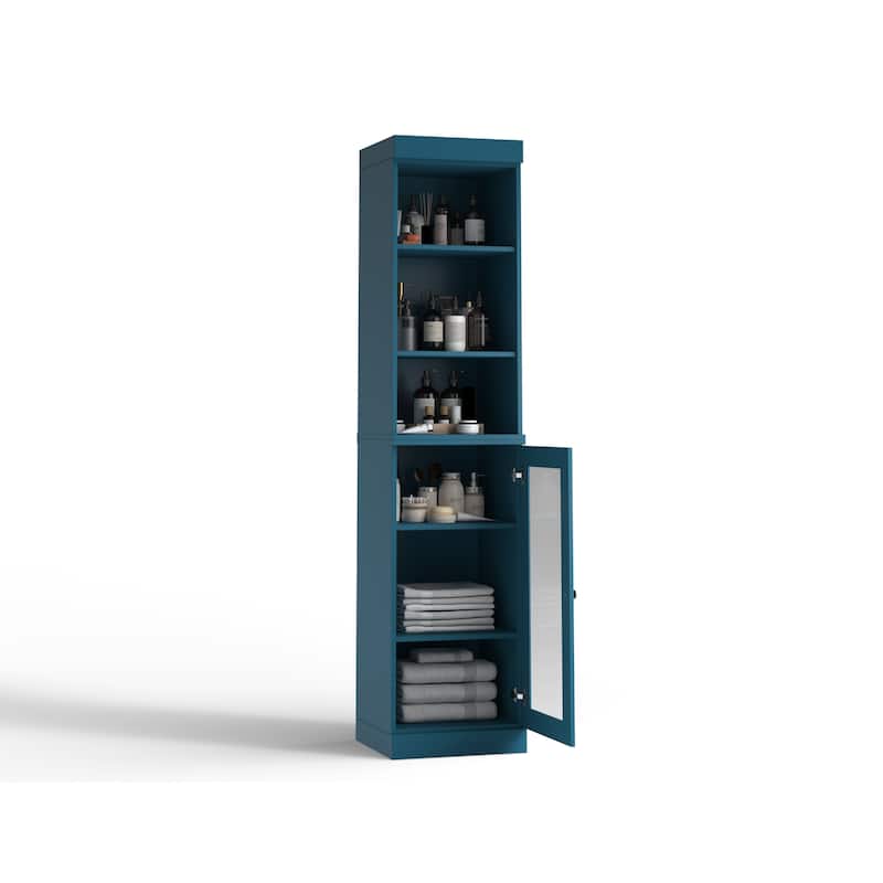 Palace Imports 100% Solid Wood 16.5" Bathroom Storage Cabinet with Clear Glass Doors and Adjustable Shelves