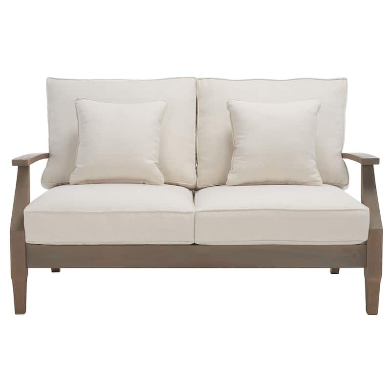 SAFAVIEH Couture Martinique Wood Patio Loveseat - 56"W x 35"D x 32"H