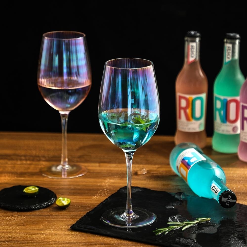 Iridescent Wine Glass set of 2/4/6, 19 oz Pretty Cute Cool Rainbow Colorful  Halloween Glassware - 9.50W x 3.50H - Bed Bath & Beyond - 34550386