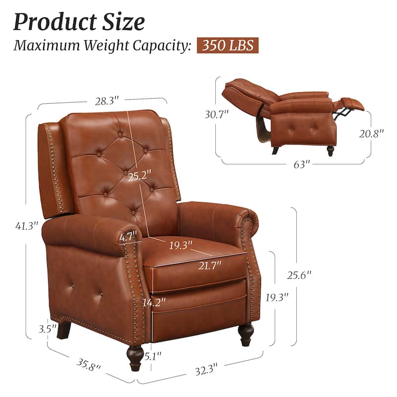 Leather Recliner Chair Accent Chairs for Living Room Set of 2