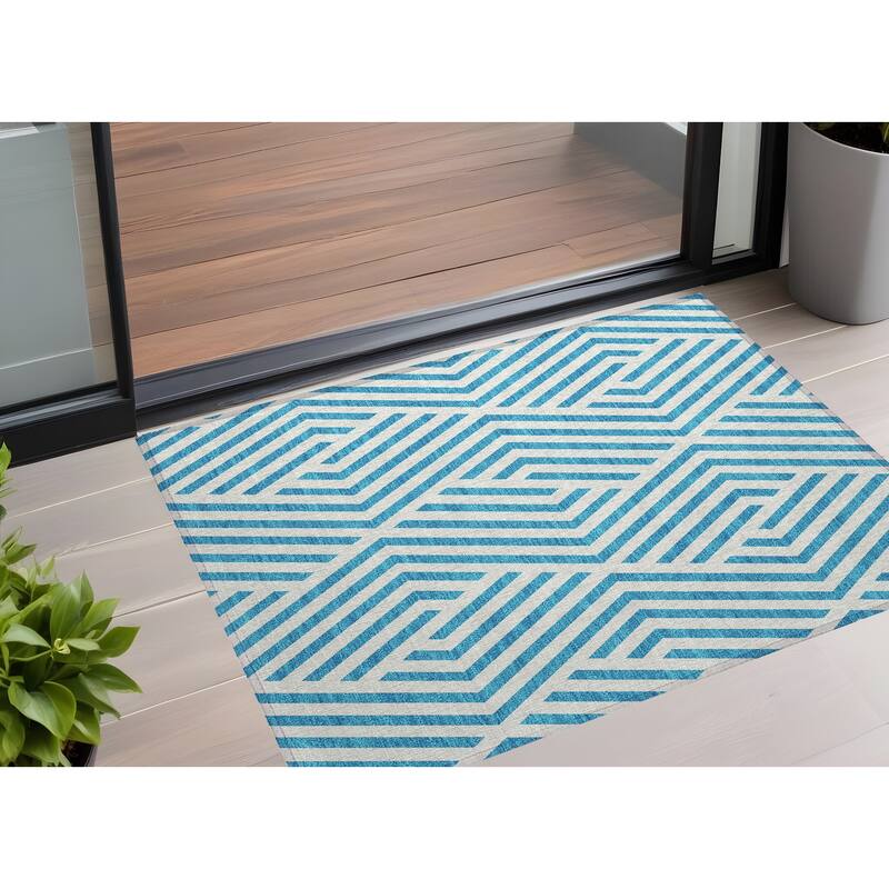 Lava Abstract Shapes Weather Resistant Blended Style Outdoor Rug - 3' x 5' - Multi