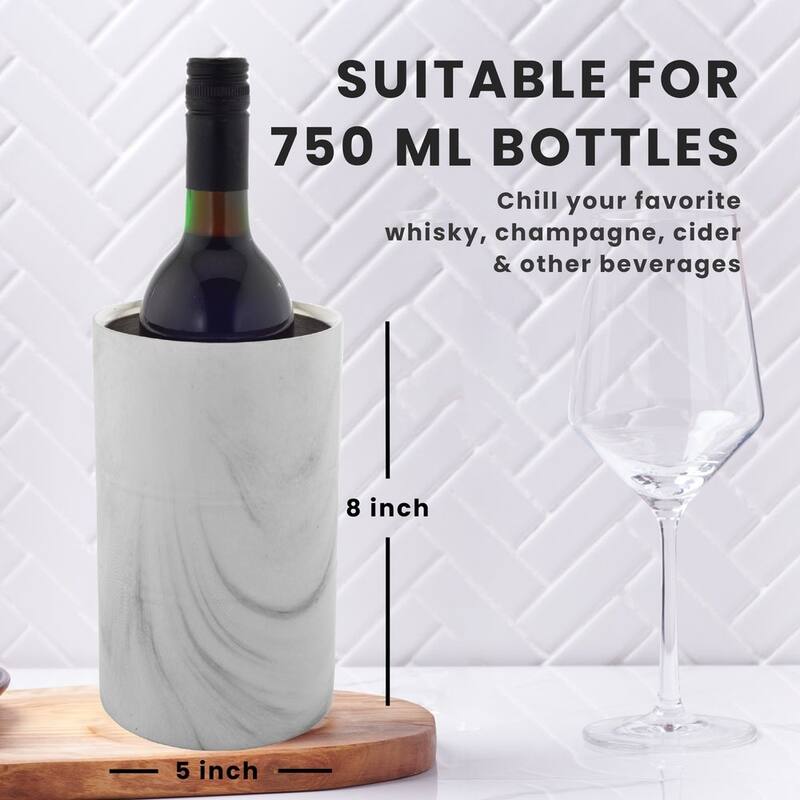 Sol Living Wine Chiller Bucket Double Wall Stainless Steel Barware Wine & Champagne Holder, 1.6 qt