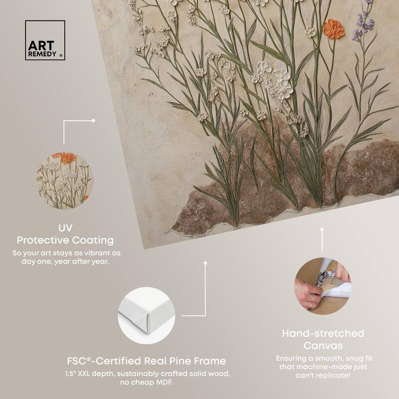 Sculpted Flora Frieze II Canvas by Art Remedy, Gallery Wrapped