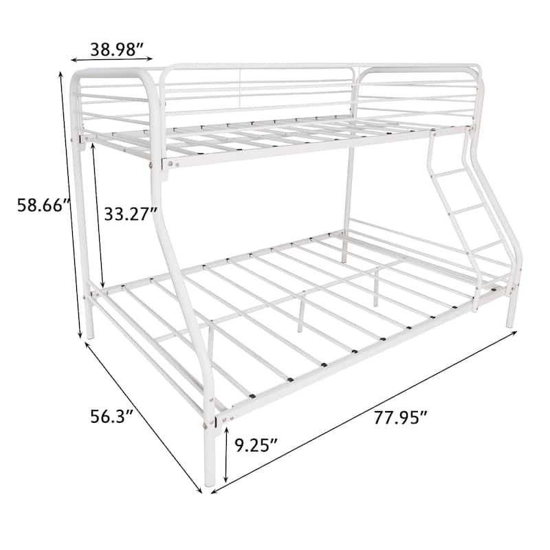 Twin-Over-Full Metal Bunk bed, Heavy Duty Bunk bed,Easy Assembly with Enhanced Upper-Level Guardrail, White