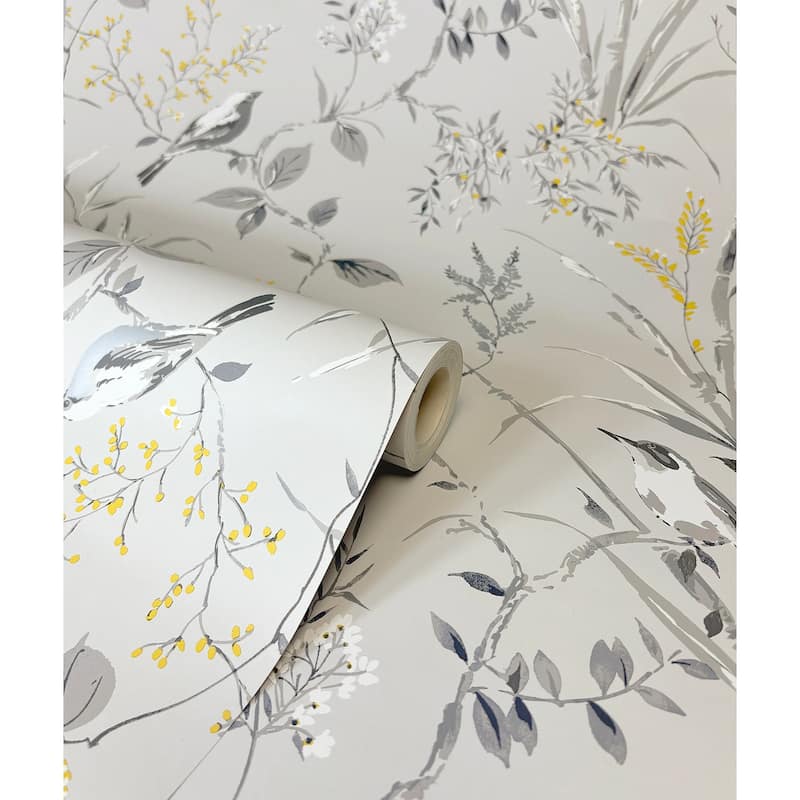 Fine Decor Mariko Grey Botanical Wallpaper