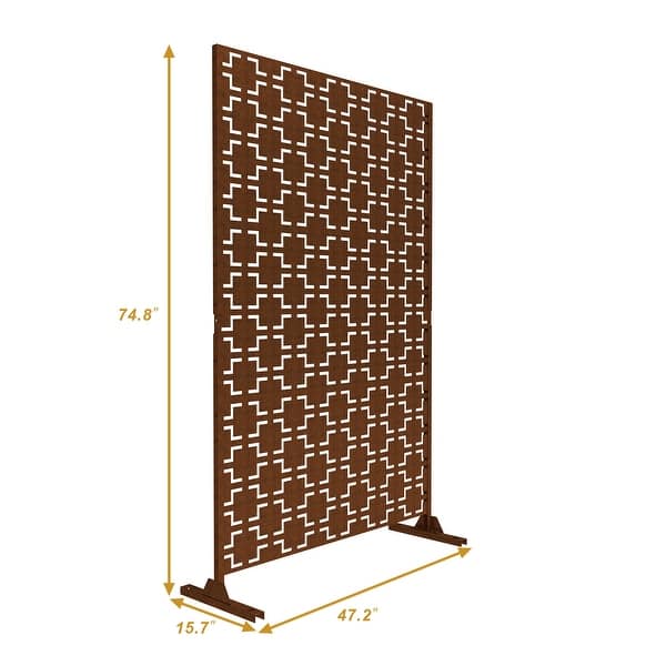 dimension image slide 30 of 33, Outdoor Privacy Screen with Stand for Patio Garden Metal Fence