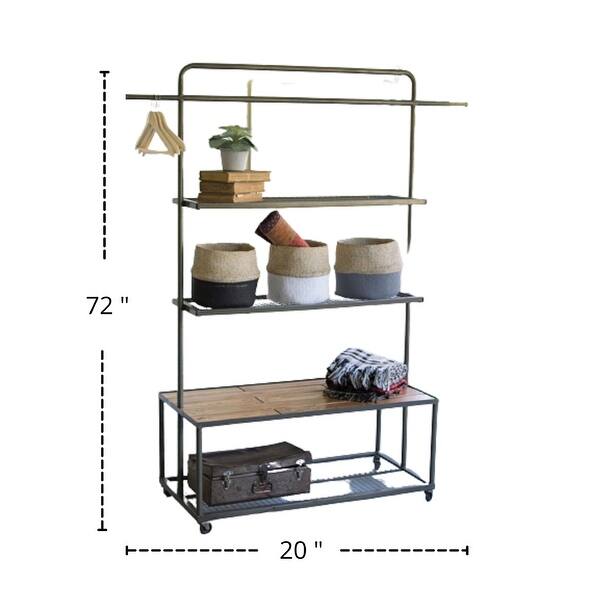 Display Unit with Wire Mesh and Wood Shelves - 72-inch Tall - Bed Bath ...