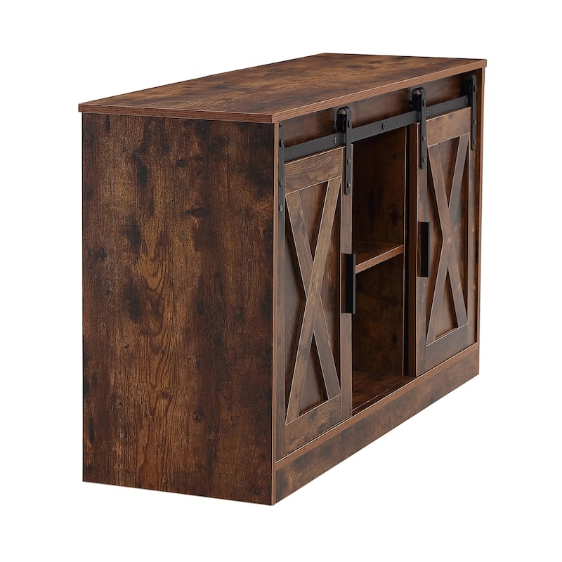 47" TV Stand with Barn Doors & 3-Layer Storage