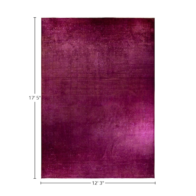 Overton Hand Knotted Wool Vintage Inspired Modern Contemporary Overdyed Red Area Rug - 12' 3" x 17' 5"