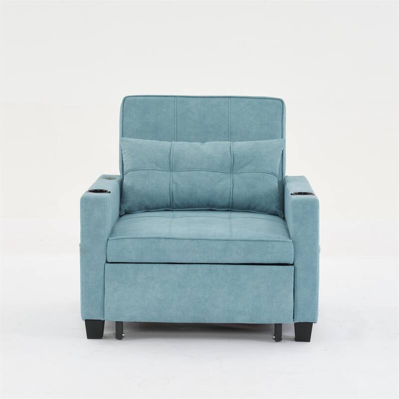 3-in-1 Pull Out Convertible Sleeper Chair w/ USB Ports,Wear Resistant