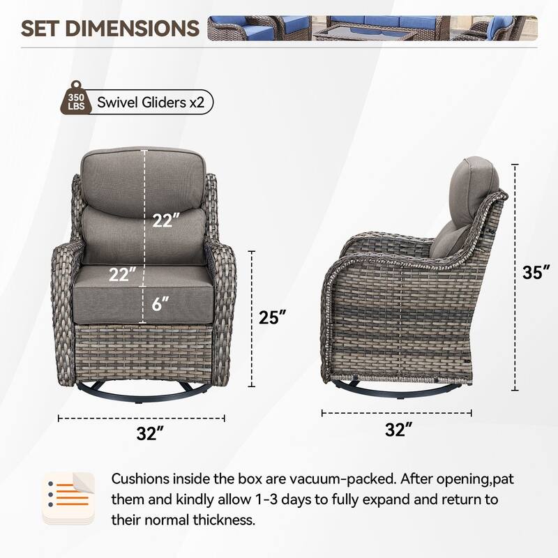 Outdoor Swivel Glider Rattan Chair Set