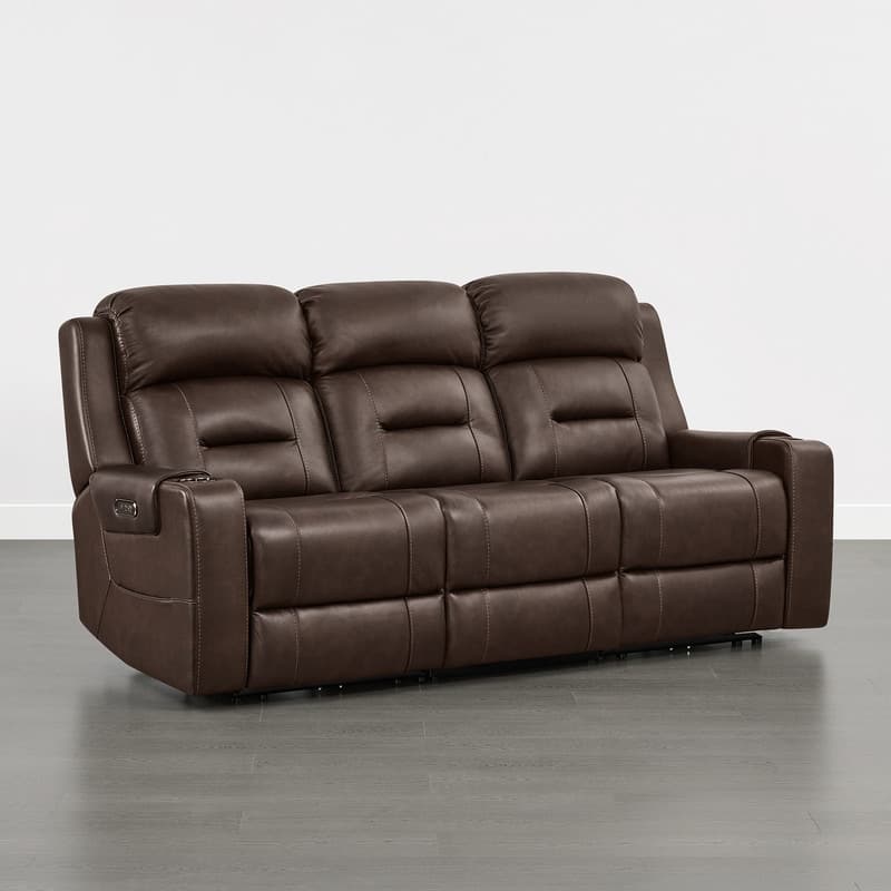 Spruce & Spring Genuine Leather Power Reclining Sofa with Wireless Charging