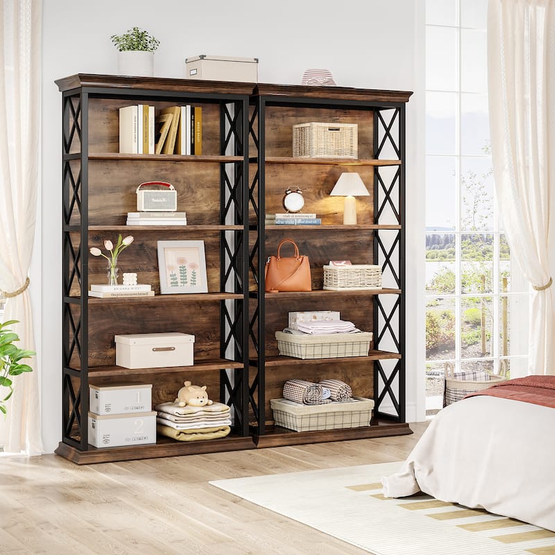 71 Inches Industrial Bookshelf, 6-Tier Bookcase Bookshelves, Freestanding Display Storage Shelf for Home Office