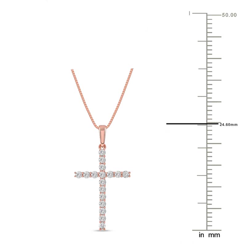 1/4ct TDW Lab-grown Diamond Cross Pendant Necklace in 14k Gold for Women