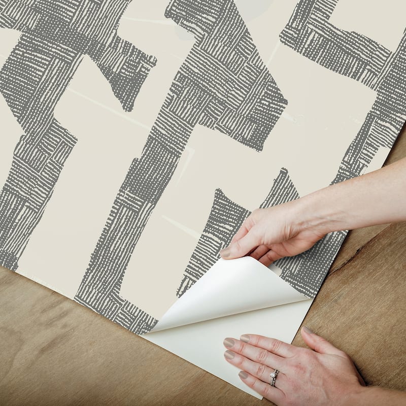 Tribe Black and Taupe Premium Peel and Stick Wallpaper
