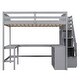 preview thumbnail 18 of 17, Full Size Loft Bed with Built-in L-Shaped Desk and Storage Shelves