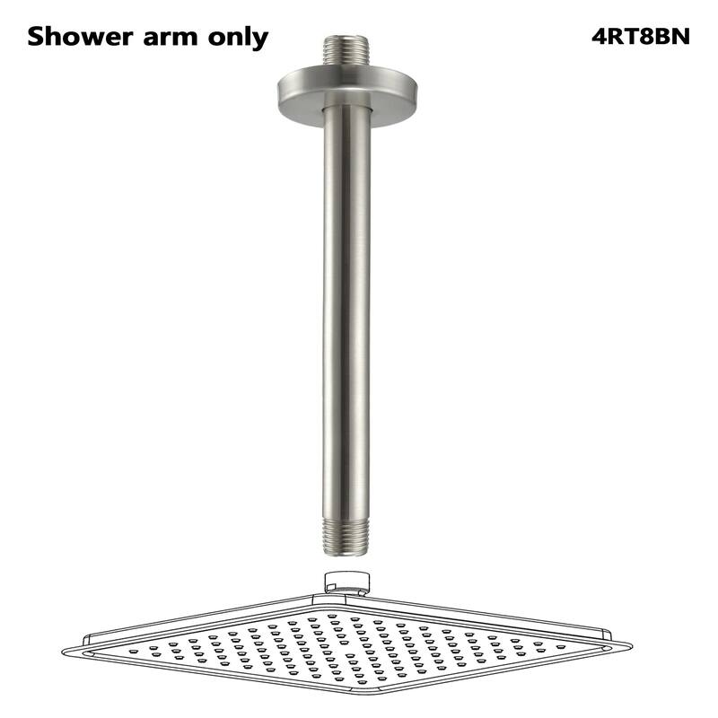 Topcraft Stainless Steel Ceiling Mounted Shower Arm. - 8 in. - Brushed Nickel.