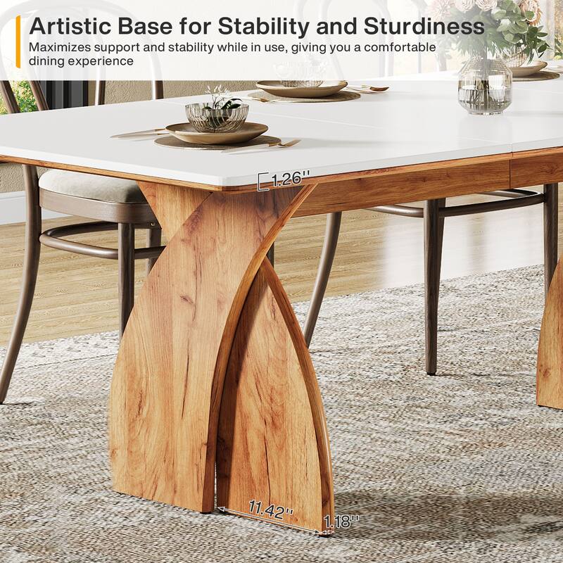 70.8'' Modern Farmhouse Dining Table Kitchen Table with Thickened Top