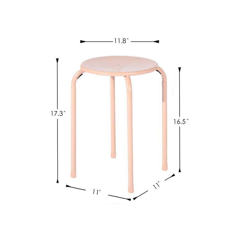 FurnitureR Metal Round Stool Set of 4/6 Stackable Backless Stools for Kitchen Home