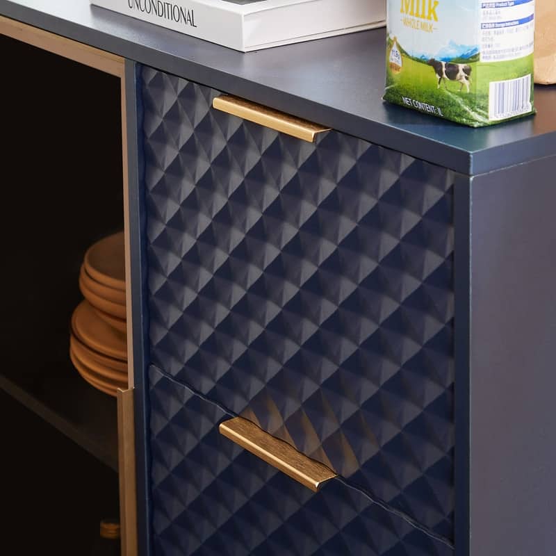Modern Fashion Style Chest of Drawers with Sturdy Metal Legs and Luxurious Geometric Carvings