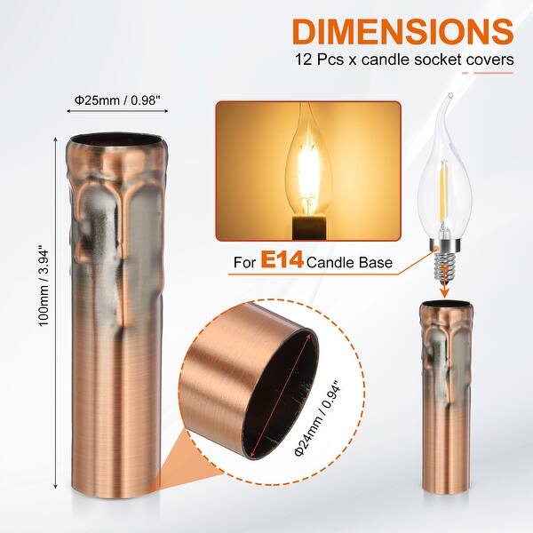 dimension image slide 5 of 39, Candle Covers Sleeves, Socket Sleeves for Candelabra Base Bulbs