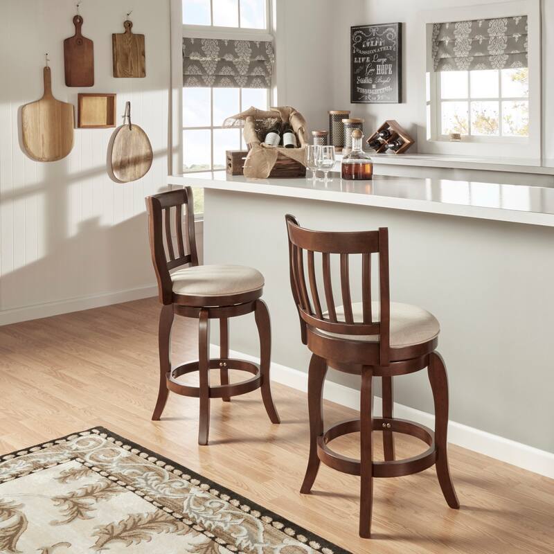 Ali Modern Linen High Back Swivel Stool by iNSPIRE Q Classic