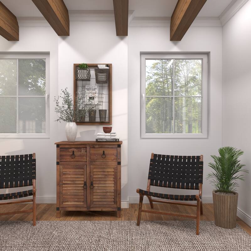 Brown Metal 1 Slot and 5 Baskets Magazine Rack Holder with Suspended Baskets and Label Slot