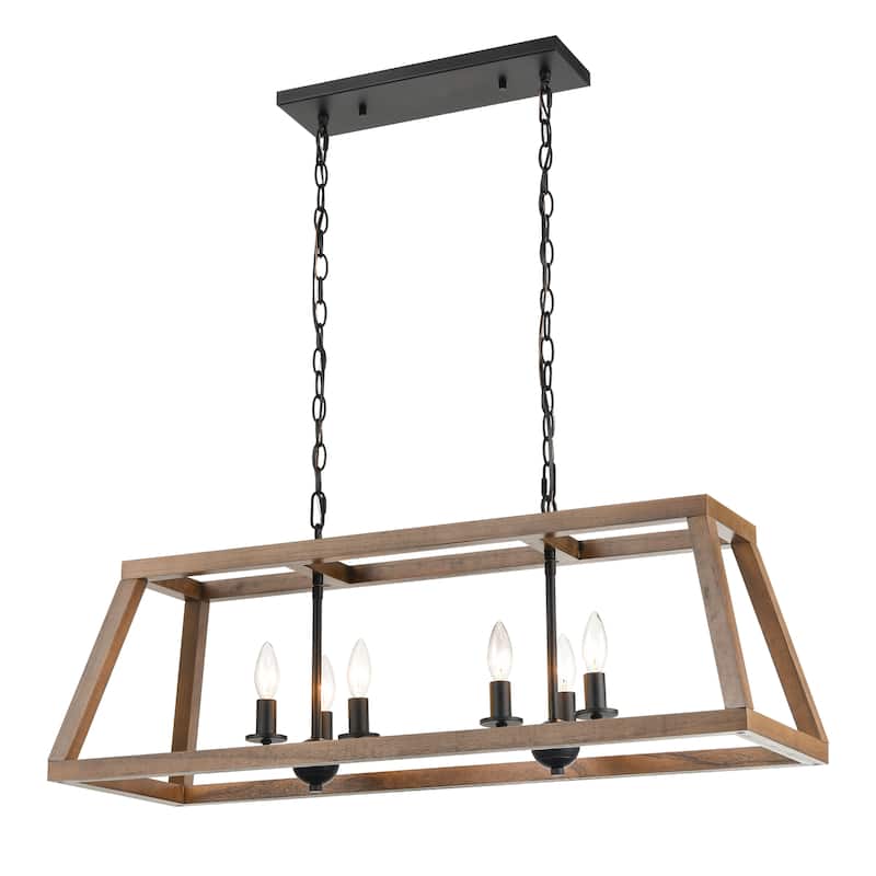 Elk Home Barrow Matte Black Wood 6 Light Chandelier