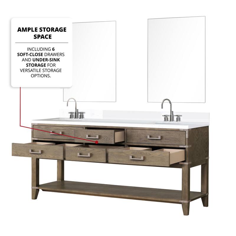 Norwalk 60 in W x 22 in D Black Oak Double Bath Vanity, Cultured Marble Top, Faucet Set, and 28 in Mirrors