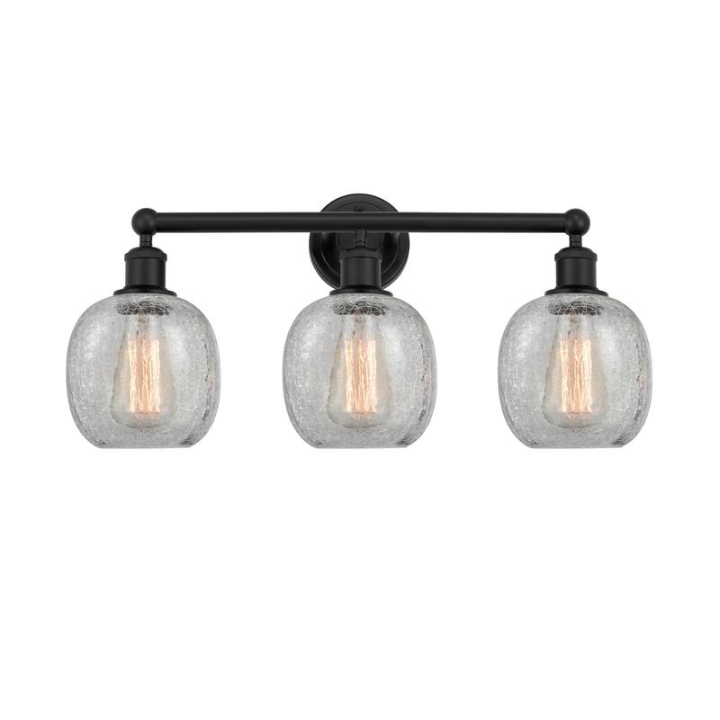 Innovations Lighting 616-3W-12-24 Belfast Vanity Belfast 3 Light 24" - Matte Black / Clear Crackle