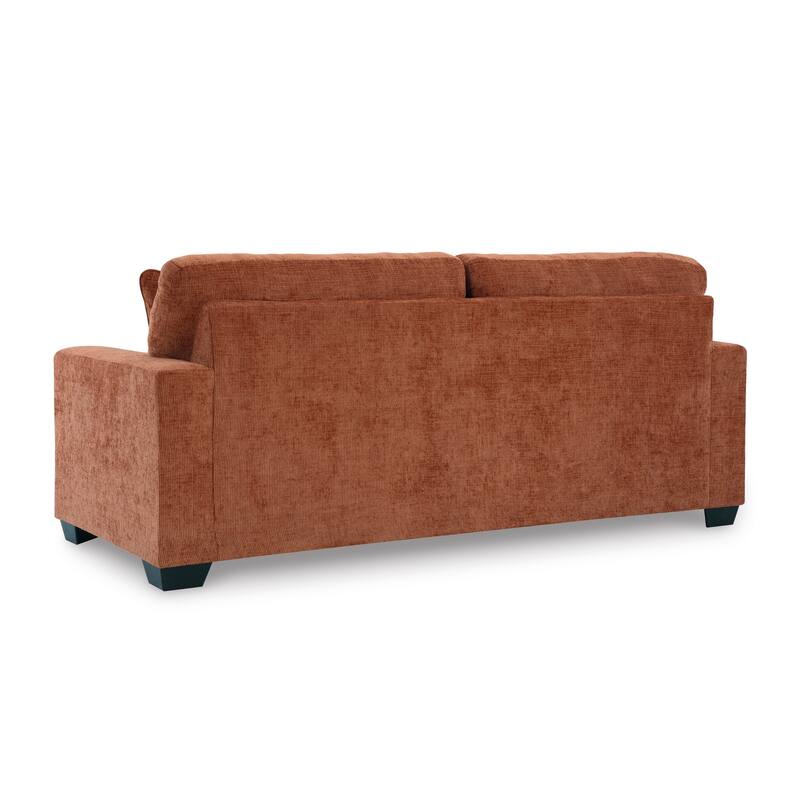 Roundhill Furniture Amoria Contemporary Plush Sofa with Accent Pillows, Rust Terra Chenille Upholstery - 7'6" x 9'6"