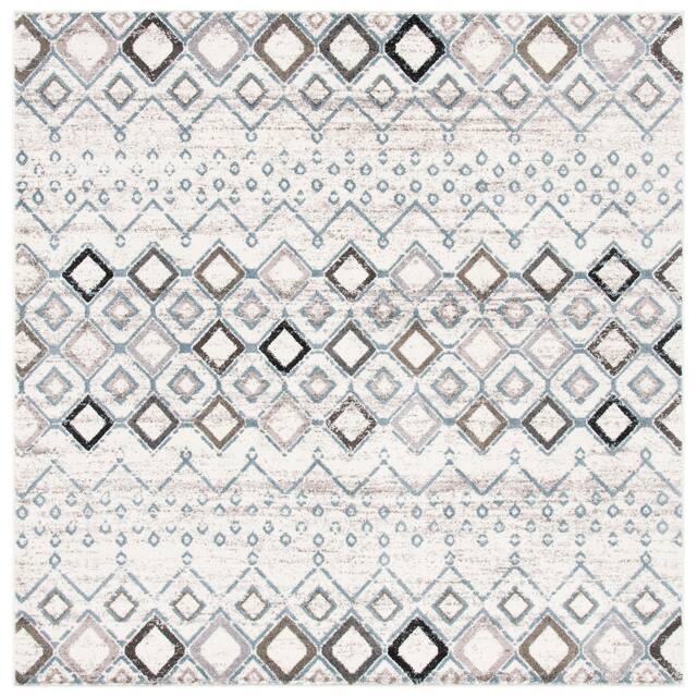 SAFAVIEH Amsterdam Bridget Moroccan Boho Rug - 10' x 10' Square - Ivory/Grey