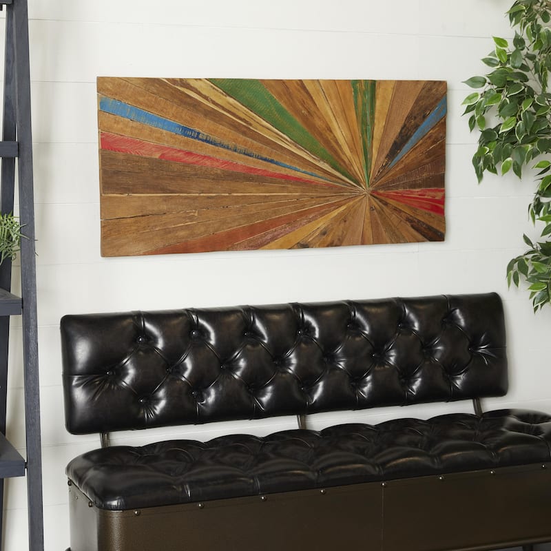 Teak Wood Starburst Handmade Radial Home Wall Decor - Brown - Roche River Decor