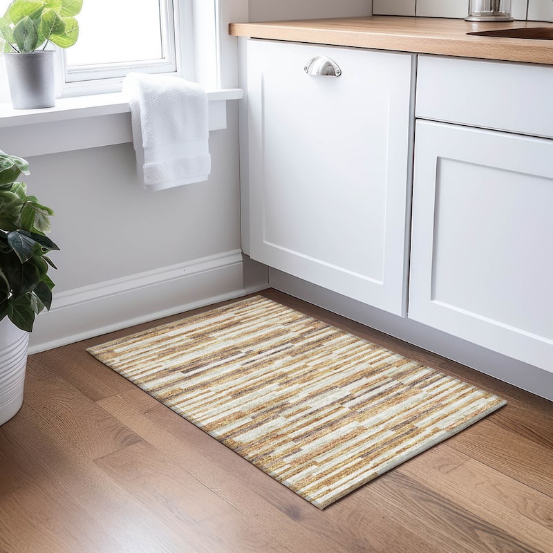 Machine Washable Indoor/ Outdoor Chantille Modern Stripes Rug