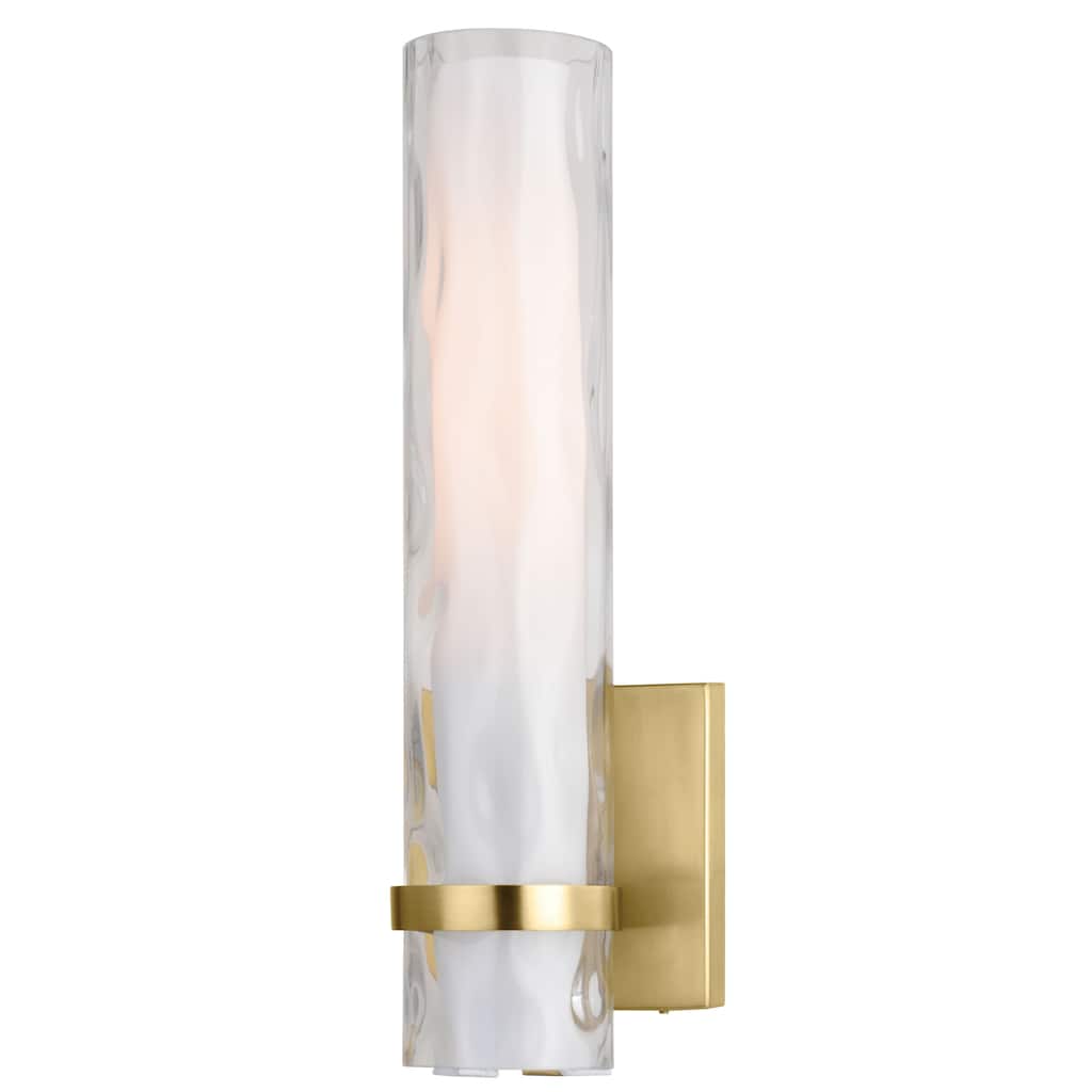 VAXCEL Vilo Bathroom Vanity Lighting Fixture, Clear and White Frosted Opal Double Glass Shade, Dimmable Wall Sconce