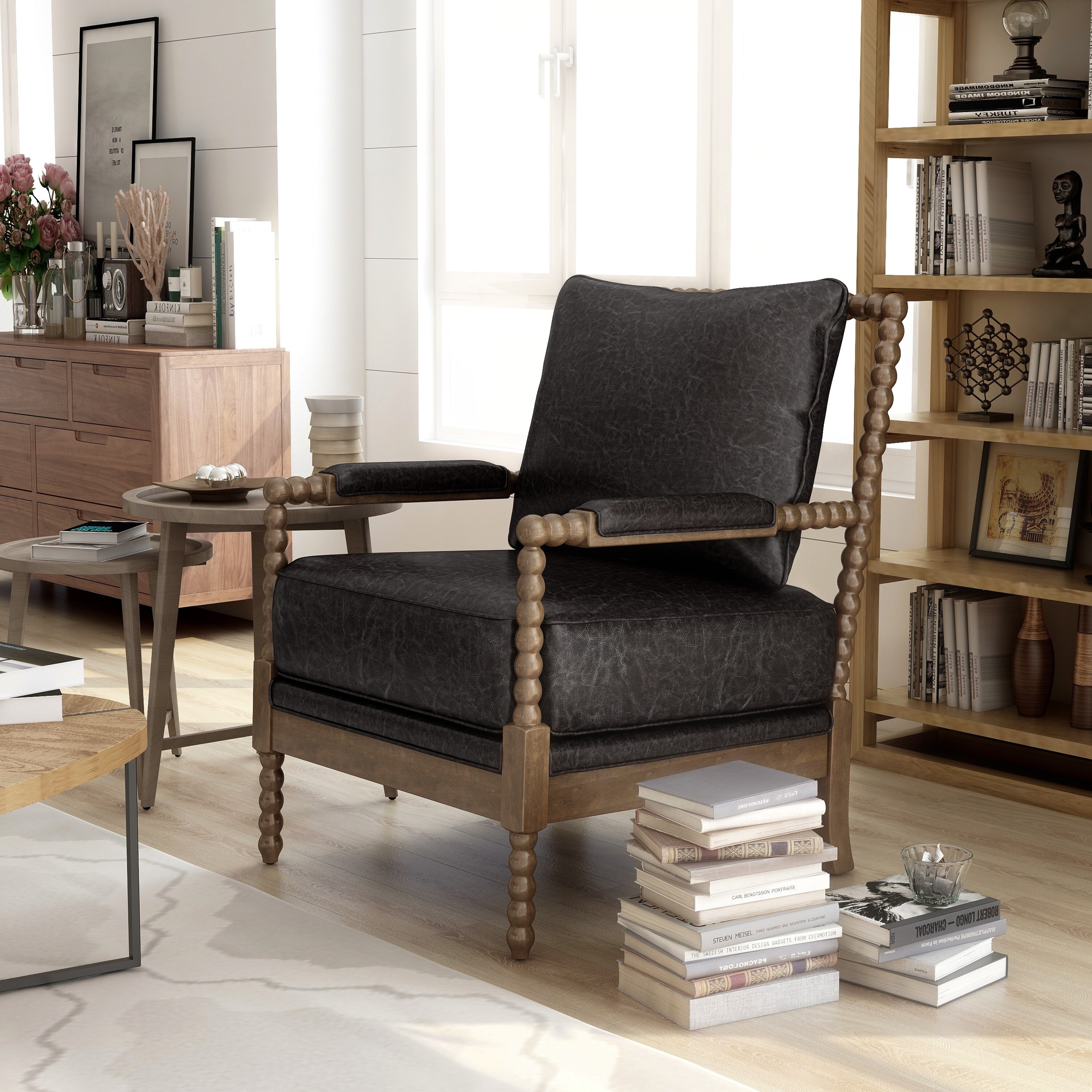 The Curated Nomad Union Rustic Boho Faux Leather Arm Chair ...