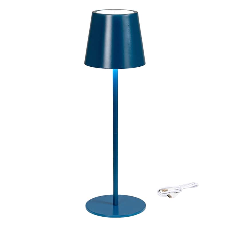 Metal LED Rechargeable Table Lamp with Touch Sensor, Navy Blue - 4.3"L x 4.3"W x 14.5"H