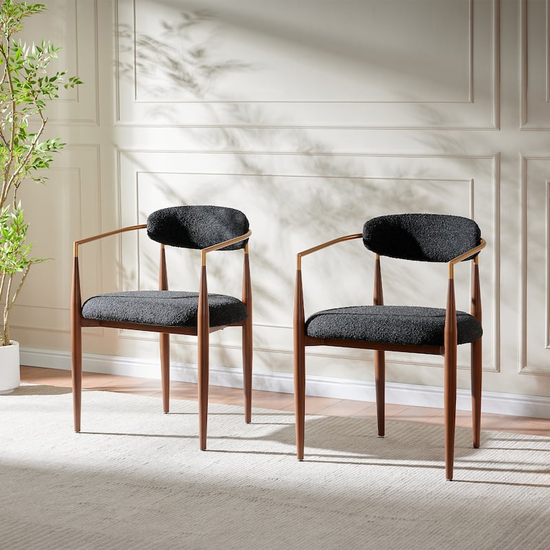 Morden Fort Modern Boucle Dining Chairs Armchair Set of 2