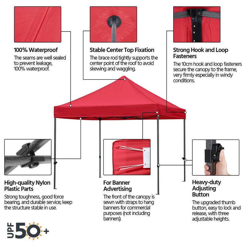 Yaheetech Adjustable Commercial Pop-up Canopy with Wheeled Carry Bag